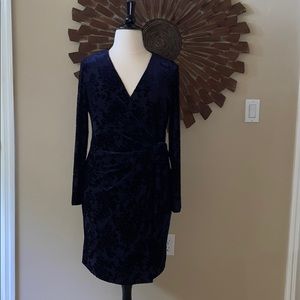 Lauren by Ralph Lauren Velvet Floral Wrap Dress